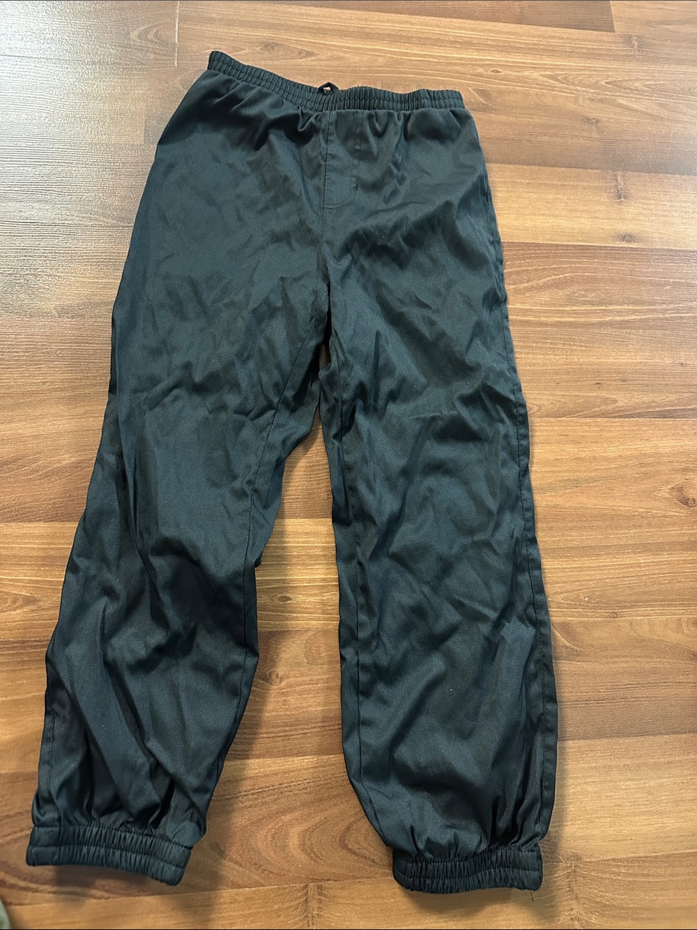 Black Rain Pull-On Pants with Elastic Waist and lined